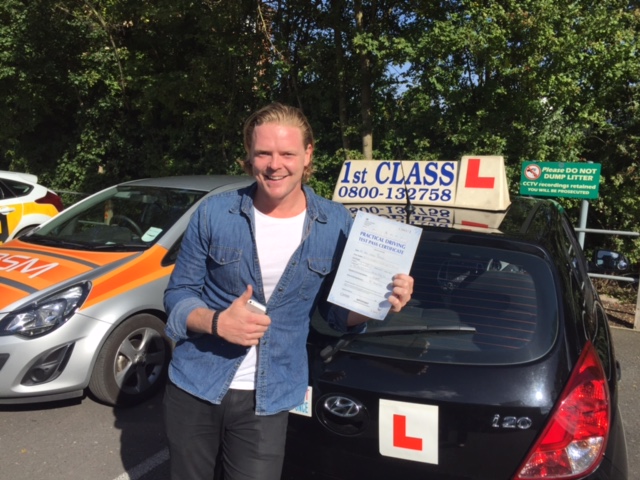  Jay with Driving test pass certificate